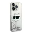 Karl Lagerfeld Liquid Glitter Choupette Head iPhone 14 Pro Max 6,7" KLHCP14XLNCHCS tok, ezüst