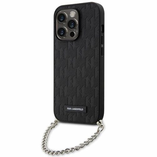 Karl Lagerfeld KLHCP14XSACKLKLHPK Saffiano Monogram Chain iPhone 14 Pro Max 6.7", hátlap, tok, fekete