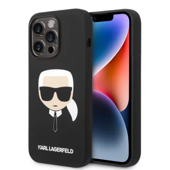   Karl Lagerfeld iPhone 14 Pro Max Silicone Karl's Head (KLHCP14XSLKHBK) hátlap, tok, fekete