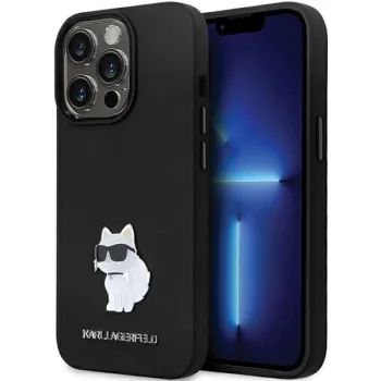   Karl Lagerfeld KLHCP14XSMHCNPK Silicone C Metal Pin iPhone 14 Pro Max 6.7" tok, fekete