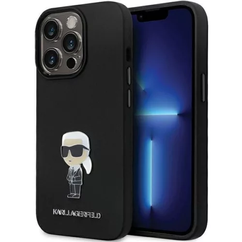 Karl Lagerfeld KLHCP14XSMHKNPK Silicone Ikonik Metal Pin iPhone 14 Pro Max 6.7" tok, fekete
