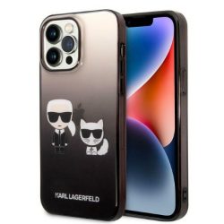   Karl Lagerfeld iPhone 14 Pro Max Gradient Karl and Choupette hátlap, tok, fekete