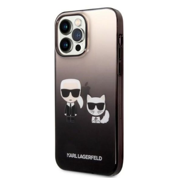 Karl Lagerfeld iPhone 14 Pro Max Gradient Karl and Choupette (KLHCP14XTGKCK) hátlap, tok, fekete