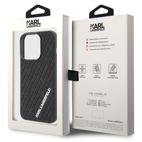 Karl Lagerfeld iPhone 15 Pro 3D Rubber Multi Logo (KLHCP15L3DMKRLK) hátlap, tok, fekete