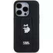 Karl Lagerfeld iPhone 15 Pro Gripstand Saffiano Choupette Pins (KLHCP15LGSACHPK) hátlap, tok, fekete