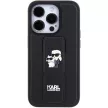 Karl Lagerfeld KLHCP15LGSAKCPK Gripstand Saffiano Karl&Choupette iPhone 15 Pro 6.1", hátlap, tok, fekete