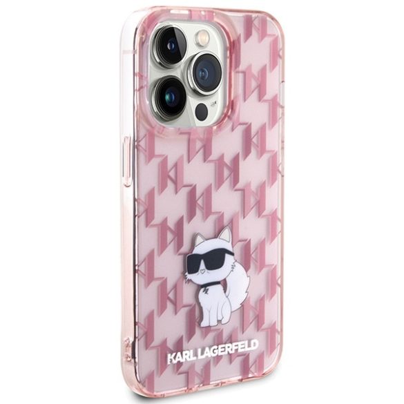 Karl Lagerfeld iPhone 15 Pro Monogram Choupette (KLHCP15LHNCMKLP) hátlap, tok, rózsaszín