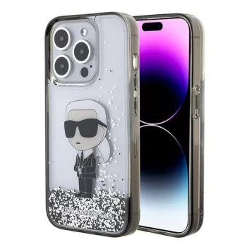   Karl Lagerfeld Liquid Glitter Ikonik iPhone 15 Pro 6,1" KLHCP15LLKKNSK hátlap, tok, átlátszó