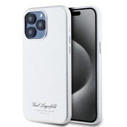   Karl Lagerfeld iPhone 15 Pro Grained PU Hotel RSG KLHCP15LPGWCMKHG hátlap, tok, ezüst