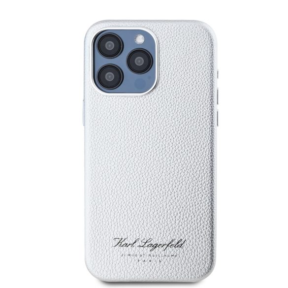 Karl Lagerfeld iPhone 15 Pro Grained PU Hotel RSG KLHCP15LPGWCMKHG hátlap, tok, ezüst