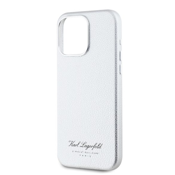 Karl Lagerfeld iPhone 15 Pro Grained PU Hotel RSG KLHCP15LPGWCMKHG hátlap, tok, ezüst