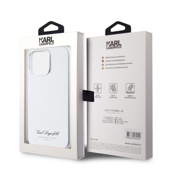 Karl Lagerfeld iPhone 15 Pro Grained PU Hotel RSG KLHCP15LPGWCMKHG hátlap, tok, ezüst