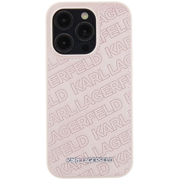 Karl Lagerfeld iPhone 15 Pro Quilted K Pattern (KLHCP15LPQKPMP) hátlap, tok, rózsaszín