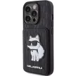 Karl Lagerfeld Saffiano Cardslots and Stand Monogram Choupette iPhone 15 Pro 6,1" KLHCP15LSAKCNSCK, hátlap, tok, fekete