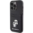 Karl Lagerfeld Saffiano Cardslot Karl&Choupette Metal Pin iPhone 15 Pro 6,1" KLHCP15LSAPKCNPK, hátlap, tok, fekete