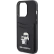 Karl Lagerfeld Saffiano Cardslot Karl&Choupette Metal Pin iPhone 15 Pro 6,1" KLHCP15LSAPKCNPK, hátlap, tok, fekete