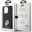 Karl Lagerfeld Saffiano Cardslot Karl&Choupette Metal Pin iPhone 15 Pro 6,1" KLHCP15LSAPKCNPK, hátlap, tok, fekete