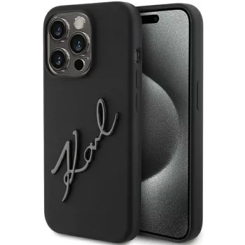   Karl Lagerfeld KLHCP15LSKSBMCK Silicone Karl Script Logo iPhone 15 Pro tok, fekete