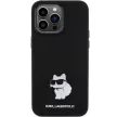 Karl Lagerfeld KLHCP15LSMHCNPK Silicone Choupette Metal Pin iPhone 15 Pro 6.1" tok, fekete