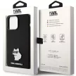 Karl Lagerfeld KLHCP15LSMHCNPK Silicone Choupette Metal Pin iPhone 15 Pro 6.1" tok, fekete