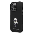 Karl Lagerfeld Liquid Silicone Metal Ikonik Case iPhone 15 Pro (KLHCP15LSMHKNPK) hátlap, tok, fekete