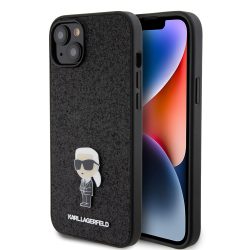   Karl Lagerfeld Fixed Glitter Metal Ikonik Case iPhone 15 Plus (KLHCP15MGKNPSK) hátlap, tok, fekete