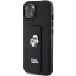 Karl Lagerfeld KLHCP15MGSAKCPK Gripstand Saffiano Choupette Pins iPhone 14 Plus/15 Plus 6.7", hátlap, tok, fekete