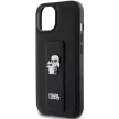 Karl Lagerfeld KLHCP15MGSAKCPK Gripstand Saffiano Choupette Pins iPhone 14 Plus/15 Plus 6.7", hátlap, tok, fekete