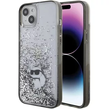   Karl Lagerfeld KLHCP15MLKCNSK Liquid Glitter Choupette iPhone 14 Plus/15 Plus 6.7" hátlap, tok, átlátszó