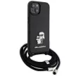 Karl Lagerfeld KLHCP15MSAKCPSK Crossbody Saffiano Metal Pin Karl & Choupette iPhone 14 Plus/15 Plus 6.7" hátlap, tok, fekete
