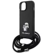 Karl Lagerfeld KLHCP15MSAKCPSK Crossbody Saffiano Metal Pin Karl & Choupette iPhone 14 Plus/15 Plus 6.7" hátlap, tok, fekete
