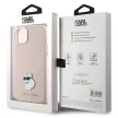 Karl Lagerfeld KLHCP15MSMHCNPP Silicone Choupette Metal Pin iPhone 14 Plus/15 Plus 6.7" tok, rózsaszín