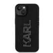 Karl Lagerfeld KLHCP15S3DMBKCK 3D Rubber Glitter Logo iPhone 15 6.1", hátlap, tok, fekete