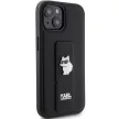 Karl Lagerfeld KLHCP15SGSACHPK Gripstand Saffiano Choupette Pins iPhone 15 6.1", hátlap, tok, fekete