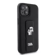 Karl Lagerfeld Saffiano Grip Stand Metal Logo Case iPhone 15 (KLHCP15SGSAKCPK) hátlap, tok, fekete