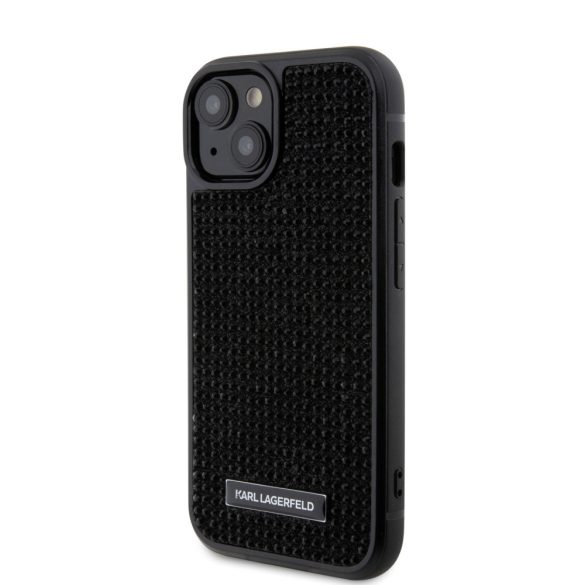 Karl Lagerfeld Rhinestone Plate Metal Logo Case iPhone 15 (KLHCP15SHDSPLK) hátlap, tok, fekete