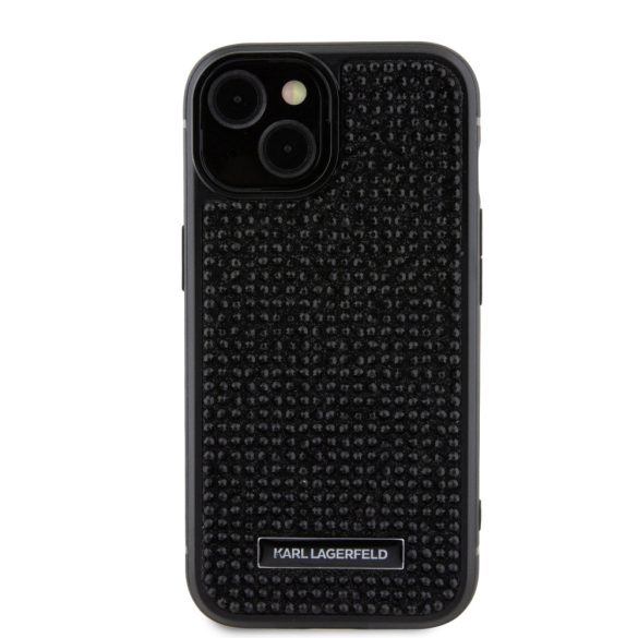 Karl Lagerfeld Rhinestone Plate Metal Logo Case iPhone 15 (KLHCP15SHDSPLK) hátlap, tok, fekete