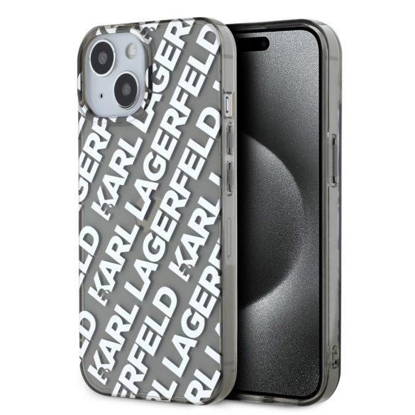 Karl Lagerfeld iPhone 15 IML Electroplated Repeated Logo KLHCP15SHKFOEMS hátlap, tok, ezüst