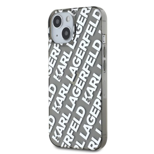 Karl Lagerfeld iPhone 15 IML Electroplated Repeated Logo KLHCP15SHKFOEMS hátlap, tok, ezüst