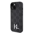 Karl Lagerfeld KLHCP15SPKLPKLK Leather Monogram Hot Stamp Metal Logo iPhone 15 6.1", hátlap, tok, fekete