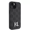 Karl Lagerfeld KLHCP15SPKLPKLK Leather Monogram Hot Stamp Metal Logo iPhone 15 6.1", hátlap, tok, fekete