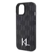 Karl Lagerfeld KLHCP15SPKLPKLK Leather Monogram Hot Stamp Metal Logo iPhone 15 6.1", hátlap, tok, fekete