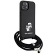 Karl Lagerfeld KLHCP15SSAKCPSK Crossbody Saffiano Metal Pin Karl & Choupette iPhone 15 6.1" tok, fekete