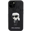 Karl Lagerfeld KLHCP15SSAKKNSCK Cardslots and Stand Monogram Ikonik Patch iPhone 15 6.1", hátlap, tok, fekete