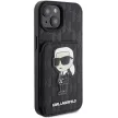 Karl Lagerfeld KLHCP15SSAKKNSCK Cardslots and Stand Monogram Ikonik Patch iPhone 15 6.1", hátlap, tok, fekete