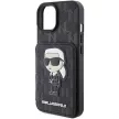 Karl Lagerfeld KLHCP15SSAKKNSCK Cardslots and Stand Monogram Ikonik Patch iPhone 15 6.1", hátlap, tok, fekete