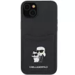 Karl Lagerfeld KLHCP15SSAPKCNPK Saffiano Cardslot Karl&Choupette Metal Pin iPhone 15 6.1" hátlap, tok, fekete