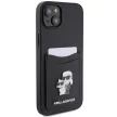 Karl Lagerfeld KLHCP15SSAPKCNPK Saffiano Cardslot Karl&Choupette Metal Pin iPhone 15 6.1" hátlap, tok, fekete