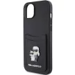 Karl Lagerfeld KLHCP15SSAPKCNPK Saffiano Cardslot Karl&Choupette Metal Pin iPhone 15 6.1" hátlap, tok, fekete
