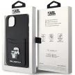 Karl Lagerfeld KLHCP15SSAPKCNPK Saffiano Cardslot Karl&Choupette Metal Pin iPhone 15 6.1" hátlap, tok, fekete